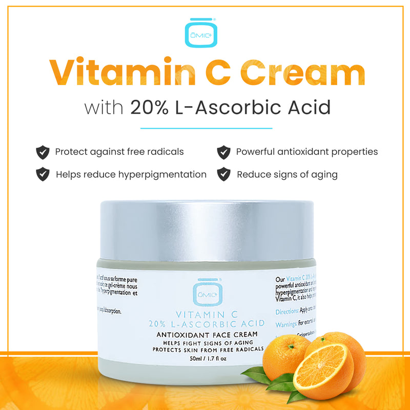 Omic+ Crème Vitamine C 20% Acide L-ascorbique Pot de 50 ml