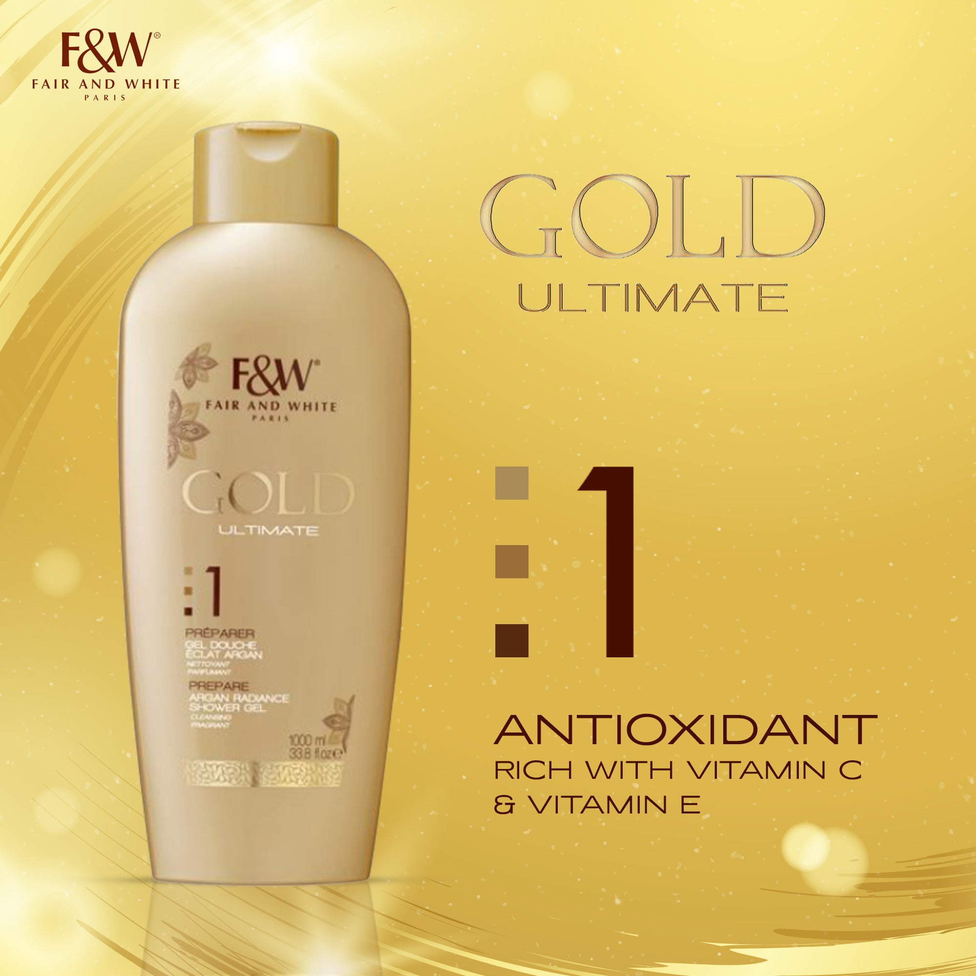Fair And White Gold Shower Gel with Argan Oil 1000 ml