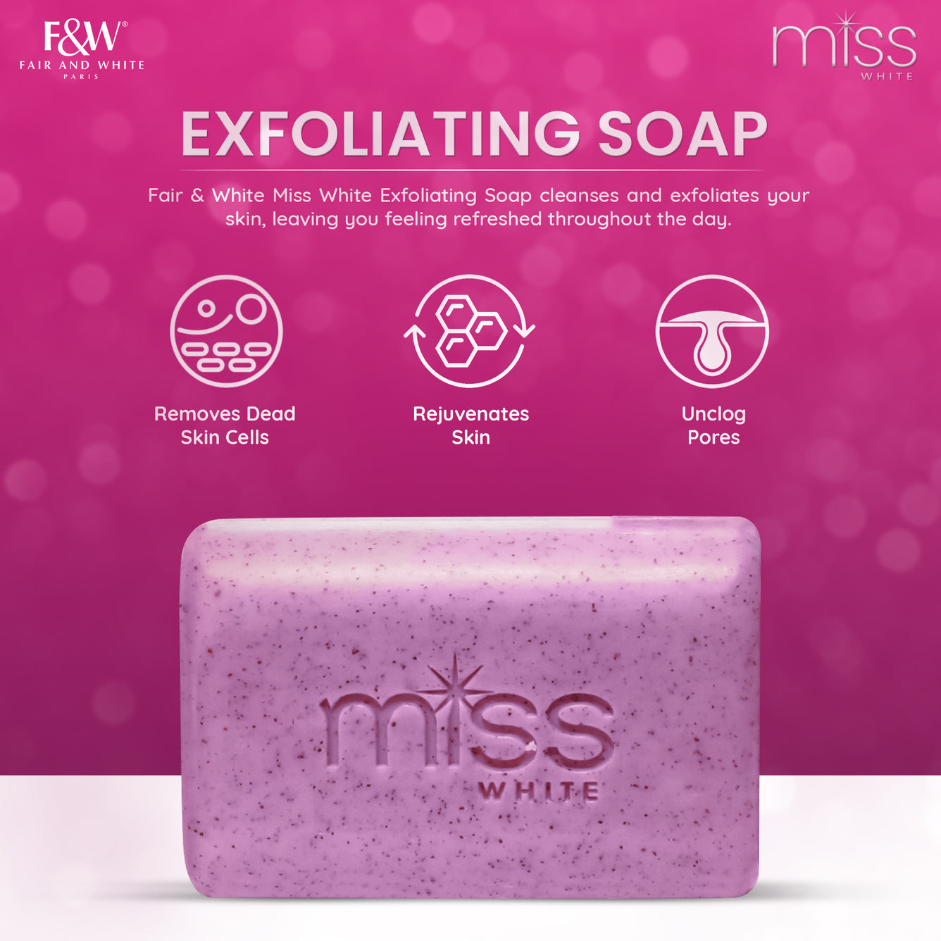 Savon Exfoliant Fair and White Miss White Beauty 200gr 