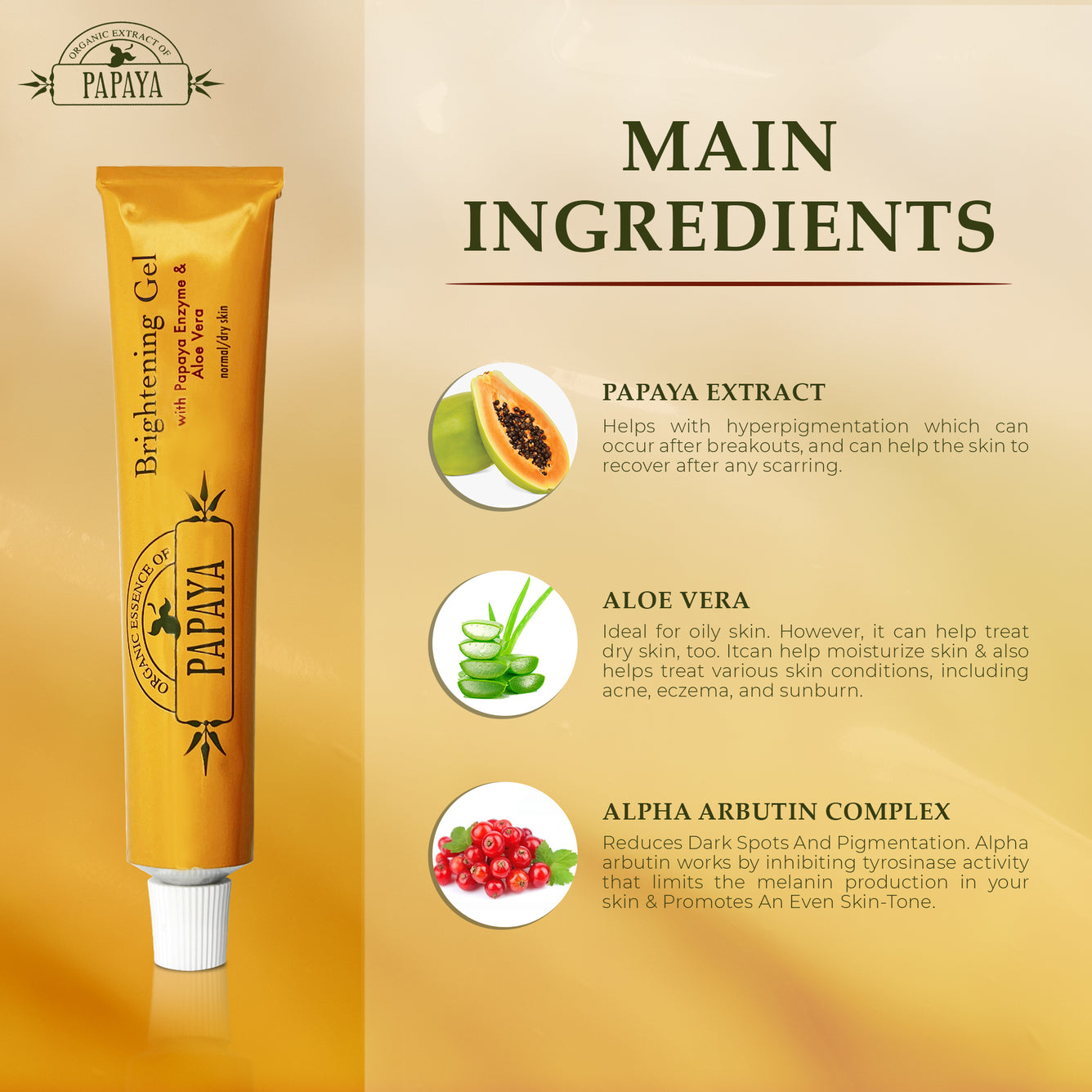 Organic Extract of Papaya Gel tube 30ML