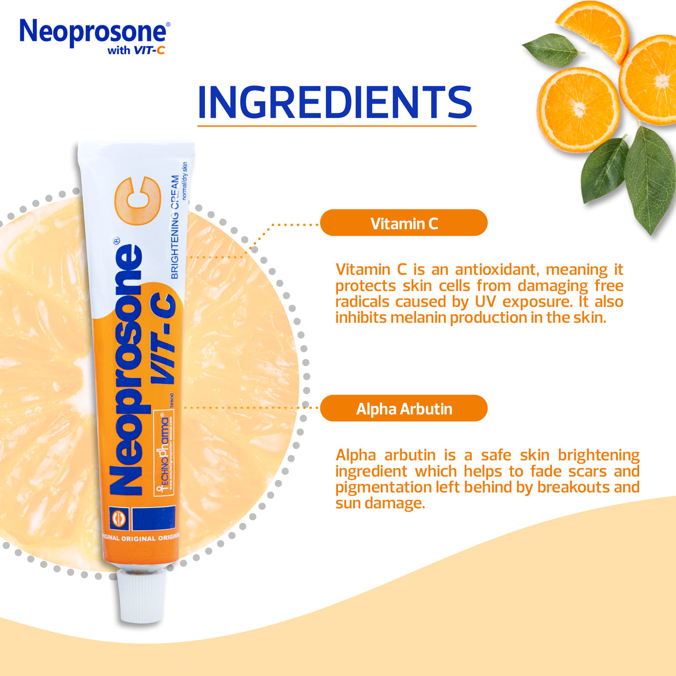 Crème Éclaircissante Néoprosone à la Vitamine C 50g 
