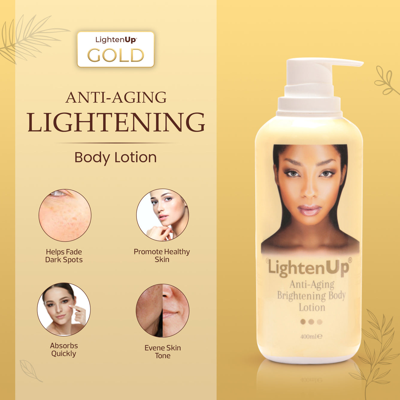 LightenUp GOLD Anti-Aging Lightening Body Lotion 400 ml