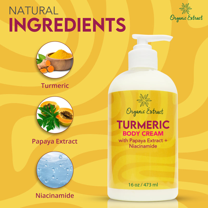 Lotion pour le corps au curcuma à l'extrait biologique 12oz 
