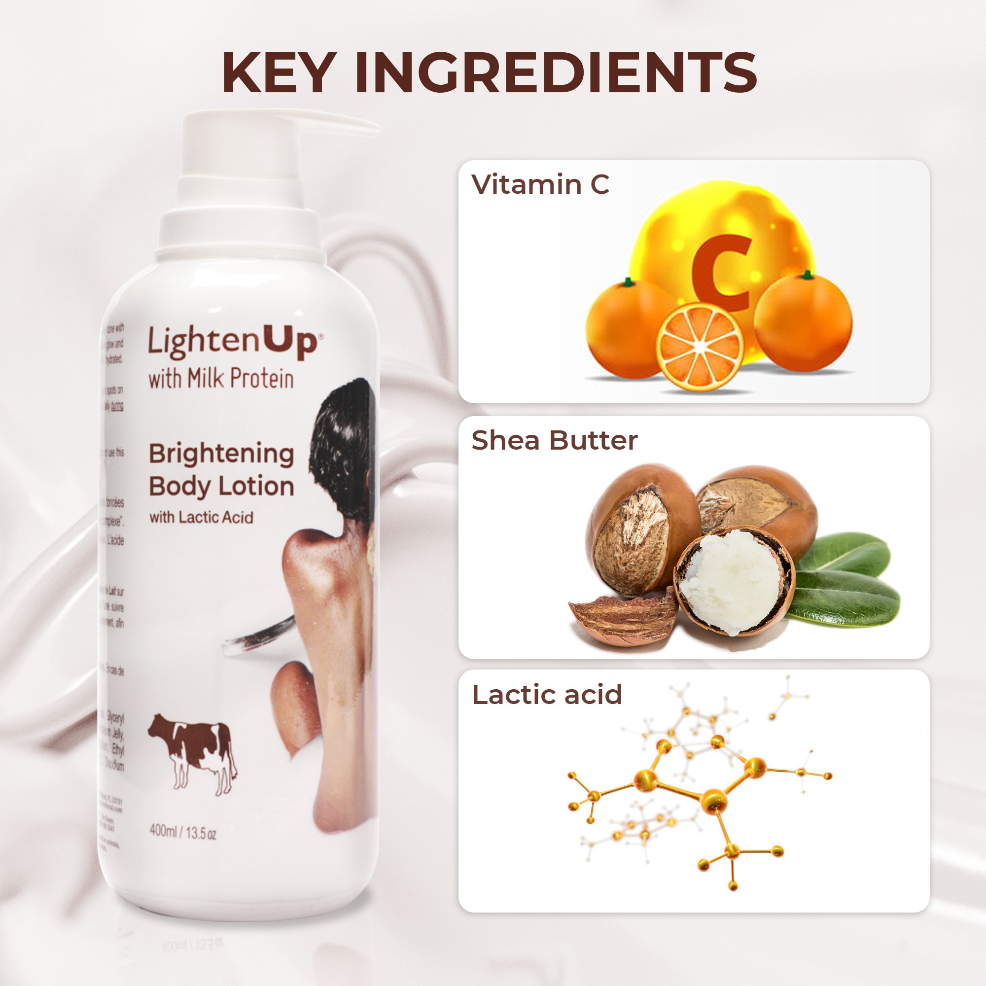 LightenUp Milk Protein Active Brightening Body Lotion 400ml / 13.5 fl oz