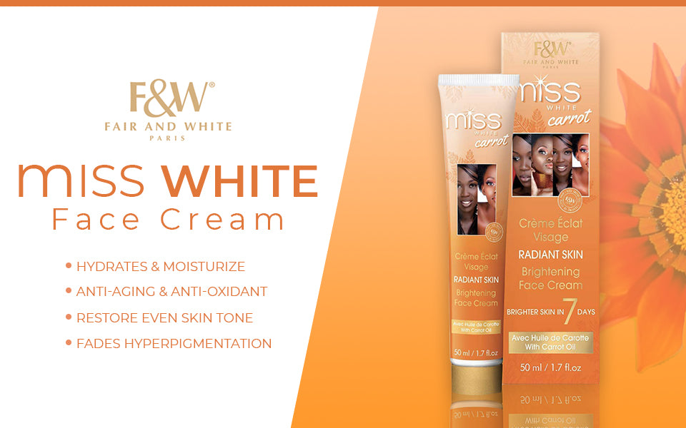 Crème éclaircissante pour le visage Miss White Carrot Fair and White - 1,7 Fl oz / 50 ml 