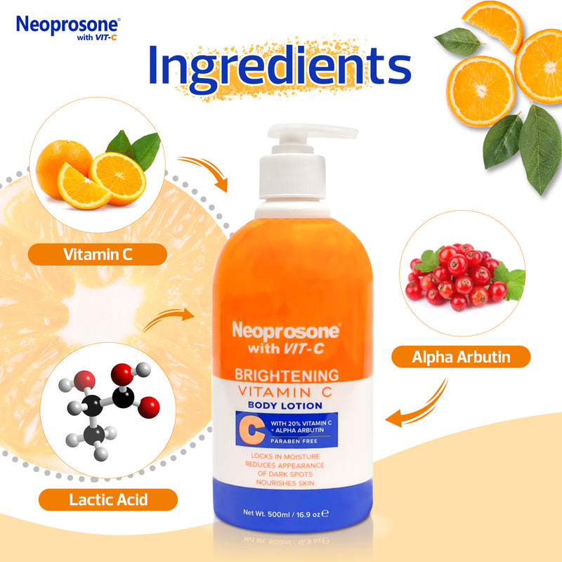 Neoprosone Brightening Moisturizer Body Lotion With Vitamin C 500ml / 16.9 fl oz