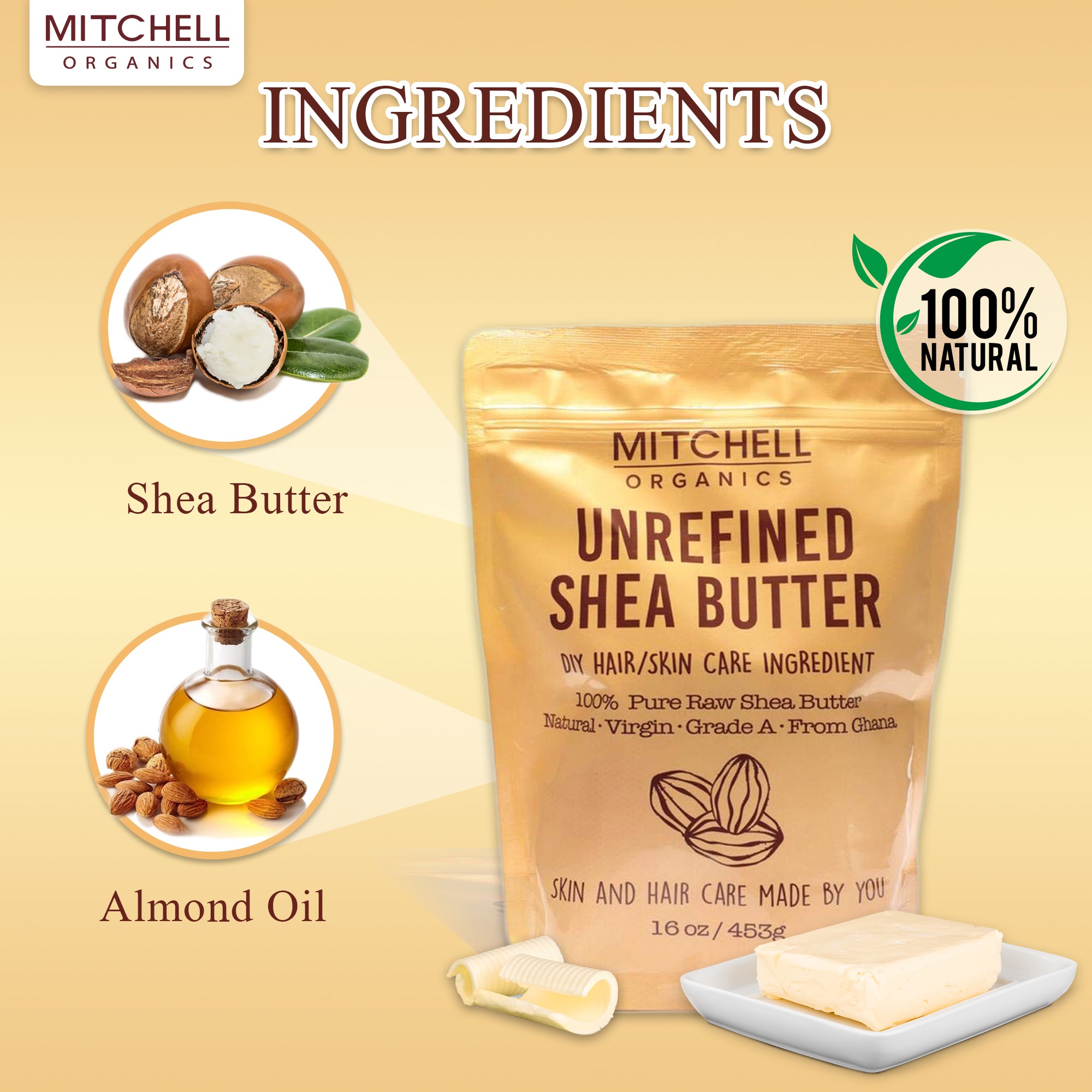 Mitchell Organics Unrefined Shea Butter Bar