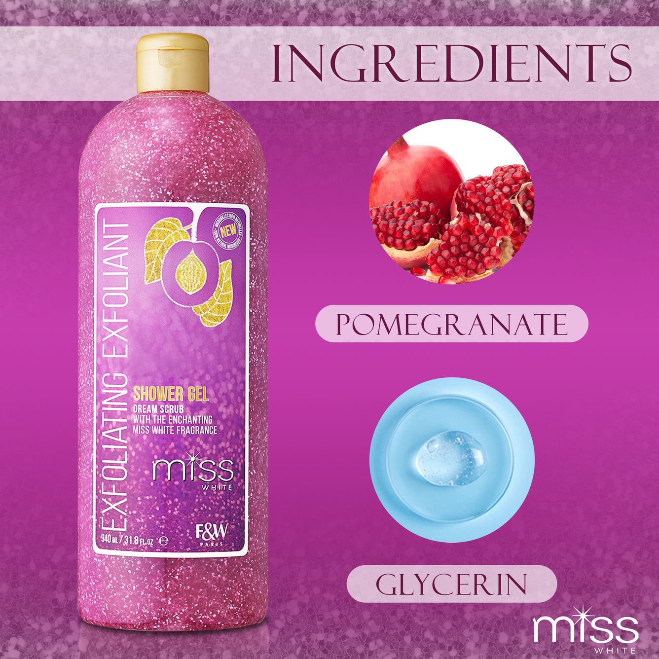 Miss White Exfoliating Shower Gel 940ml