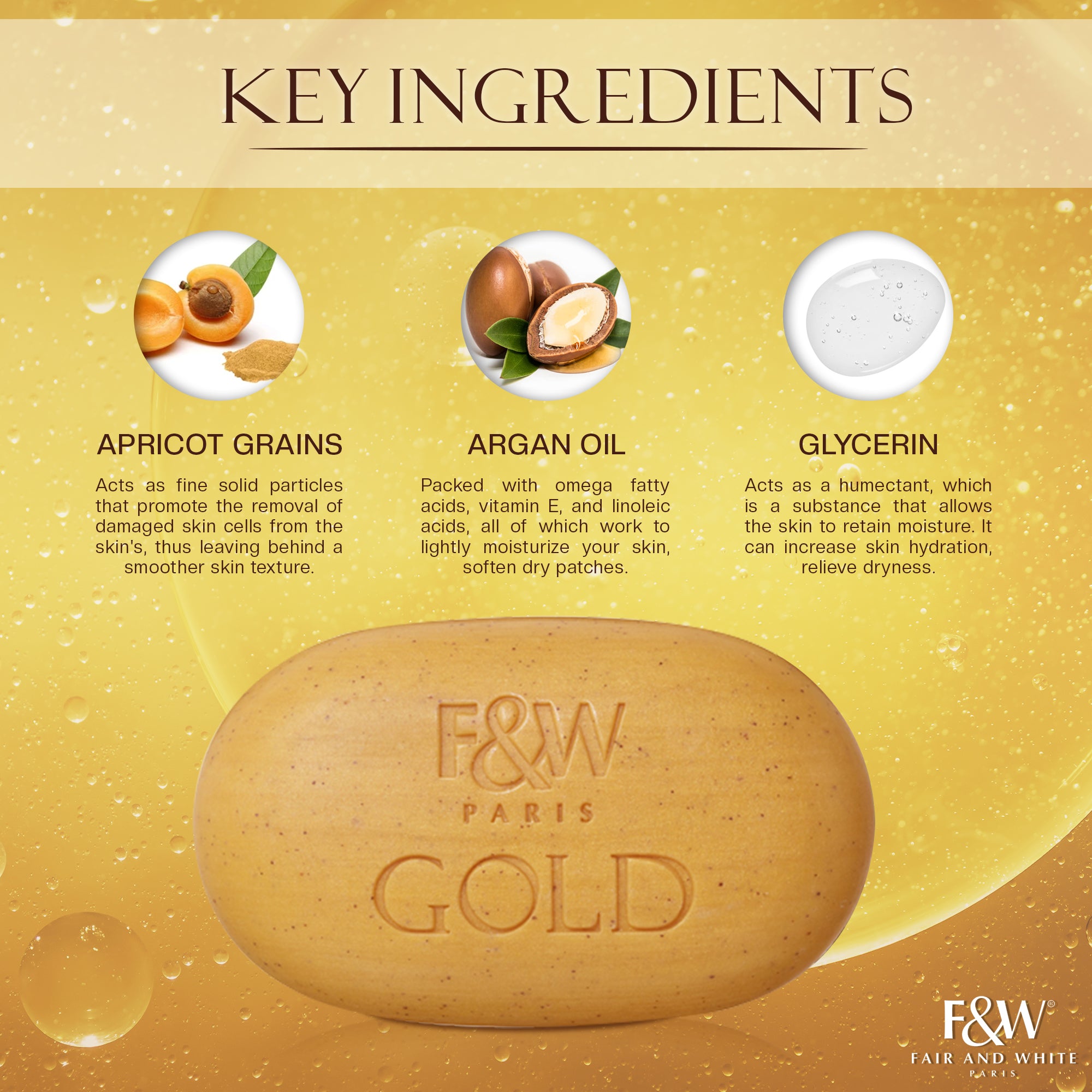 Gold :1 Argan Oil Exfoliating Bar Soap 200g