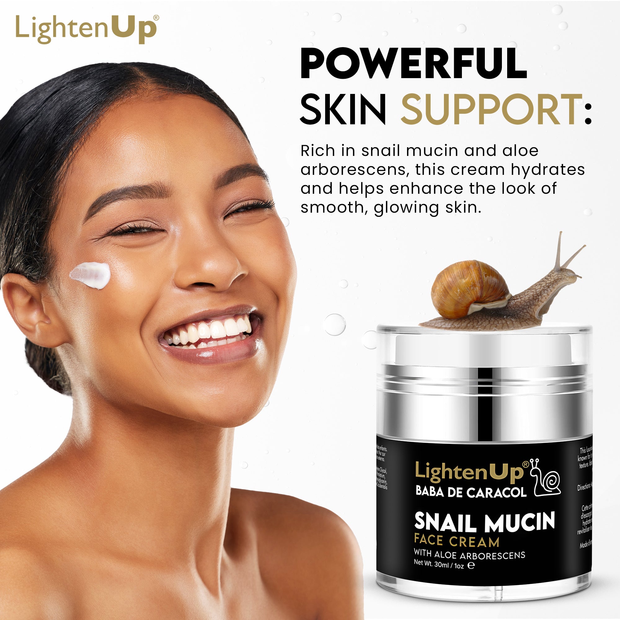LightenUp Baba De Caracol Snail Mucin Face Cream 30ml / 1 fl oz