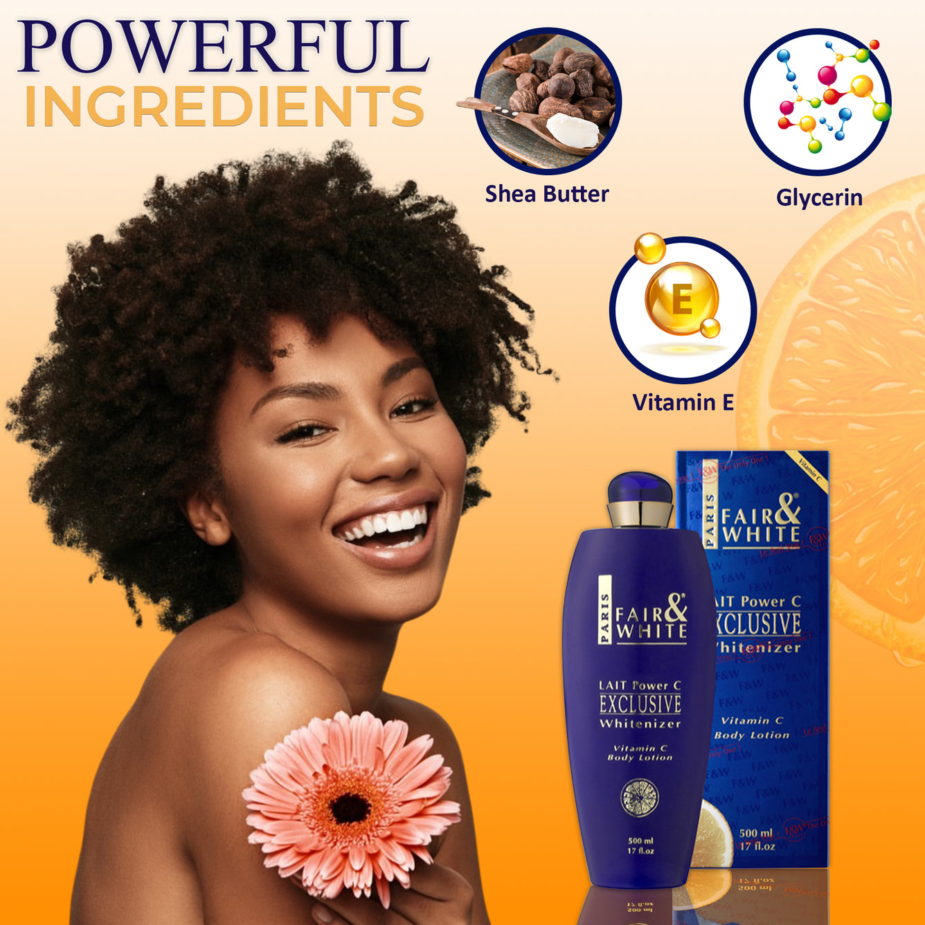 Lait Corporel Exclusif Fair and White à la Vitamine C Pure 500 ml