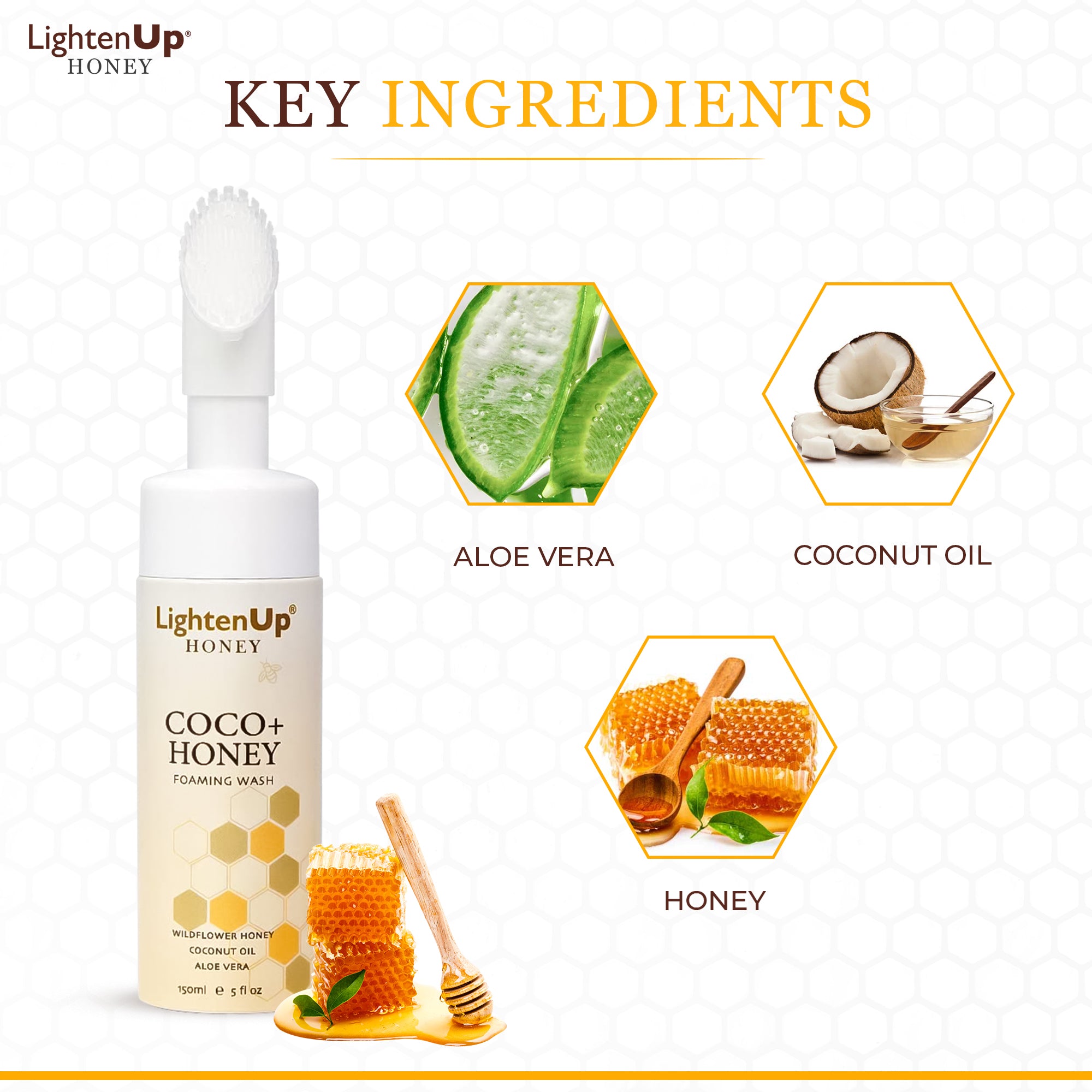 LightenUp Nettoyant moussant au miel 150 ml
