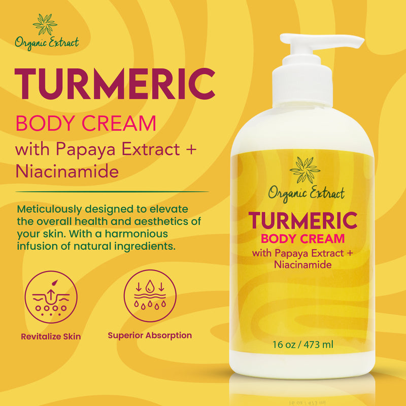 Lotion pour le corps au curcuma à l'extrait biologique 12oz 