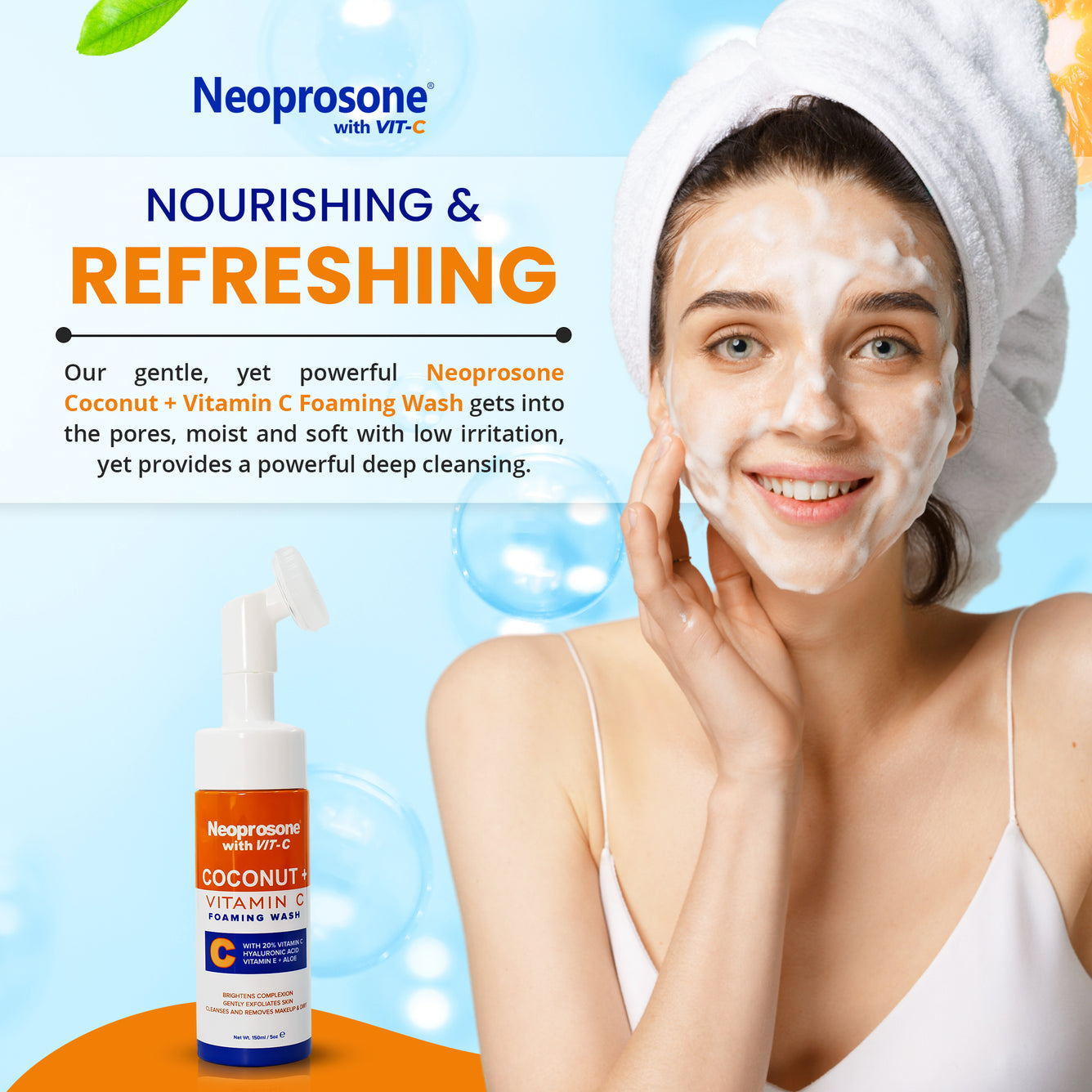 Neoprosone Nettoyant Moussant Noix de Coco & Vit C 150 ml