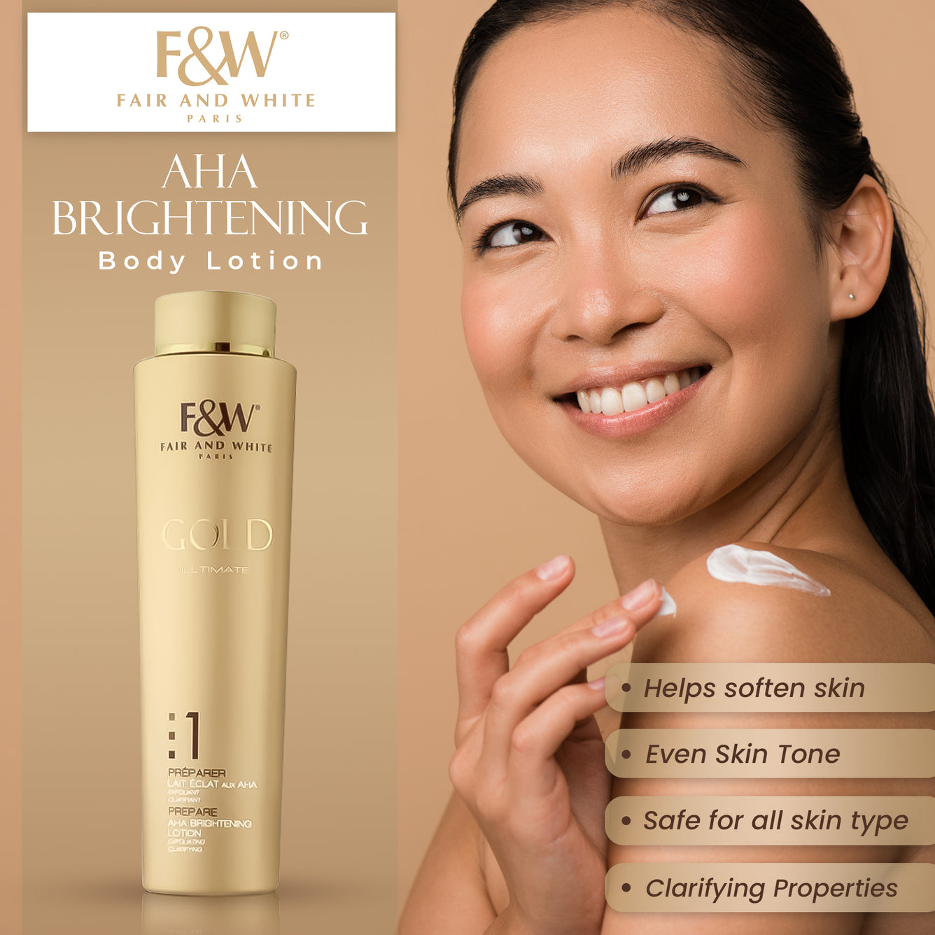 Fair And White Gold Aha Brightening Lotion 350ml