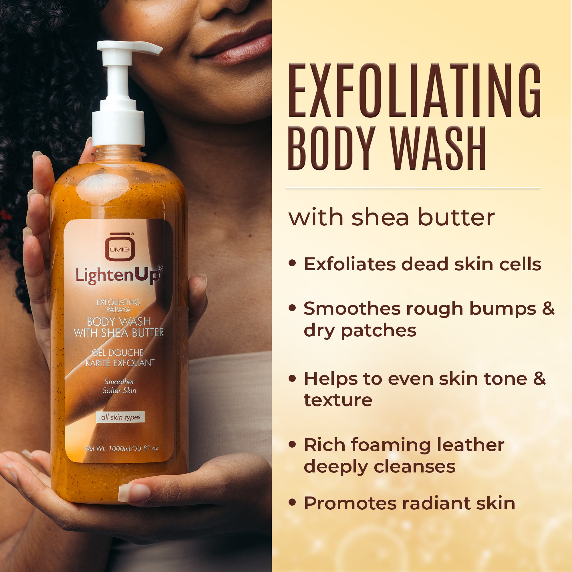 LightenUp Plus Exfoliating Papaya Body Wash With Shea Butter 1000ml / 33.81 fl oz