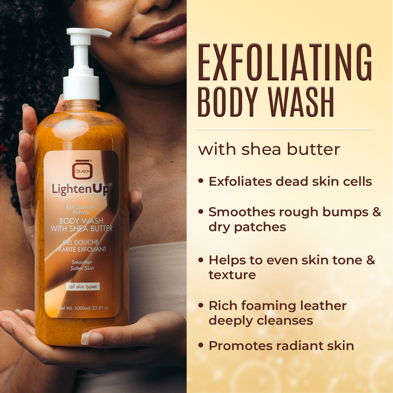 LightenUp Plus Exfoliating Papaya Body Wash With Shea Butter 1000ml / 33.81 fl oz