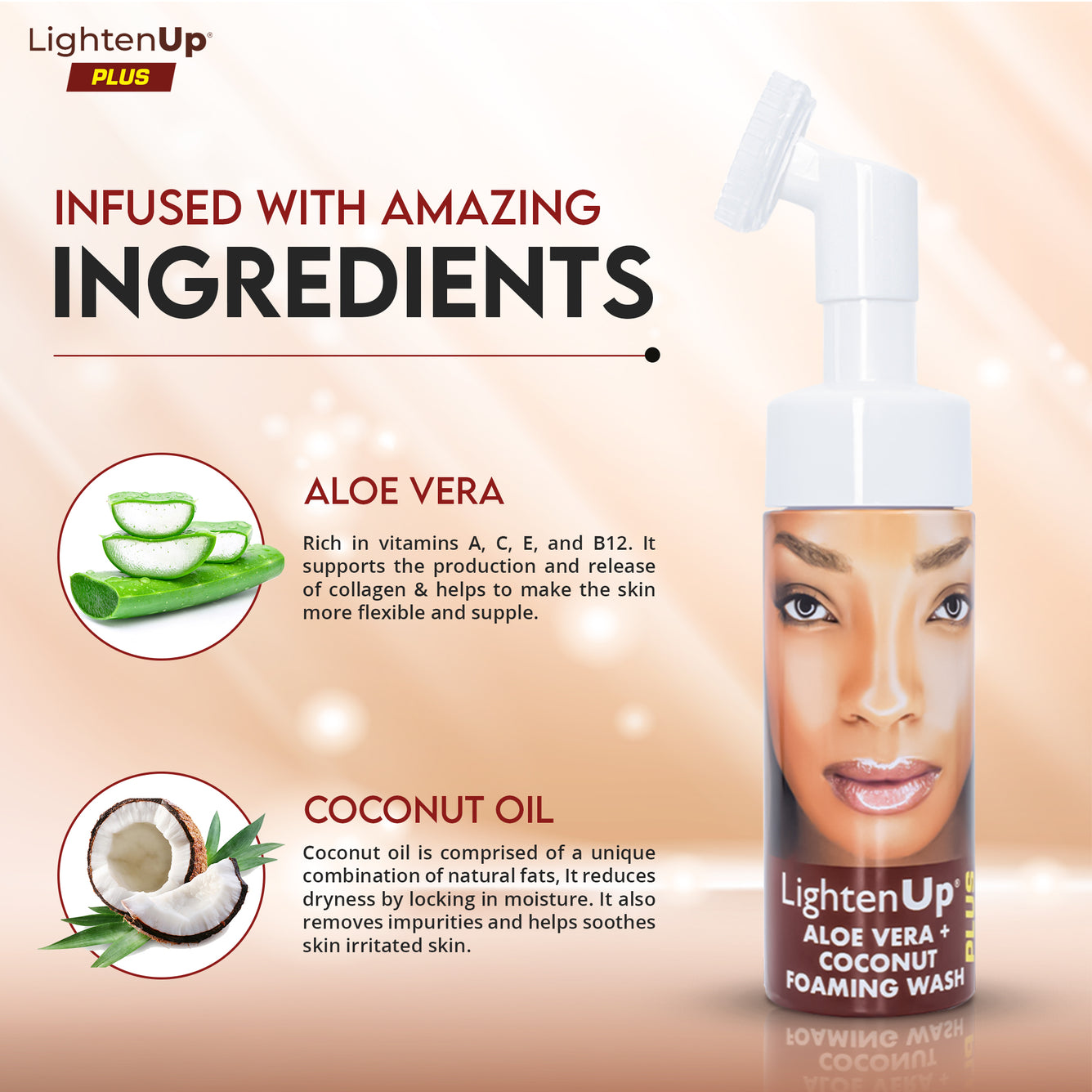 LightenUp Aloe Vera + Nettoyant Moussant Noix de Coco 150 ml