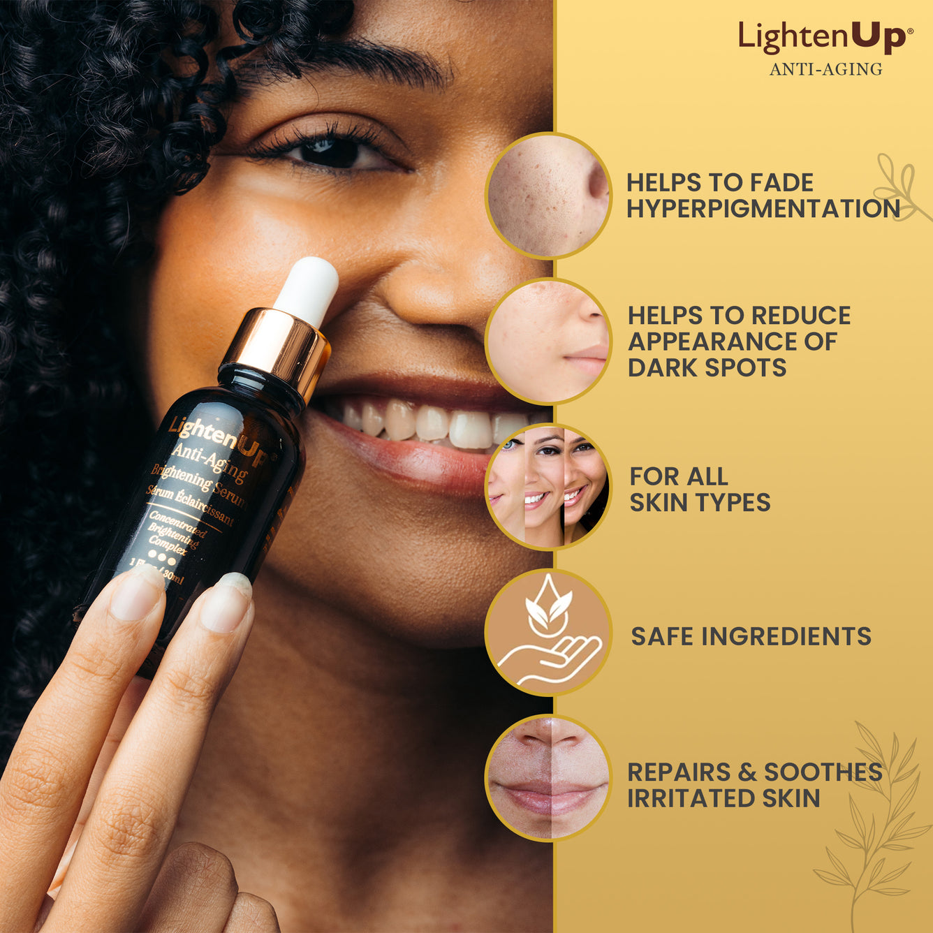LightenUP GOLD Sérum Éclaircissant Anti-Âge 30 ml