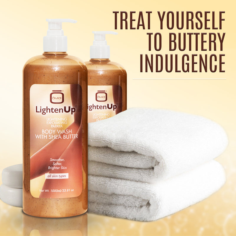 LightenUp PLUS Gel douche exfoliant éclaircissant à la papaye et au beurre de karité 1000 ml 