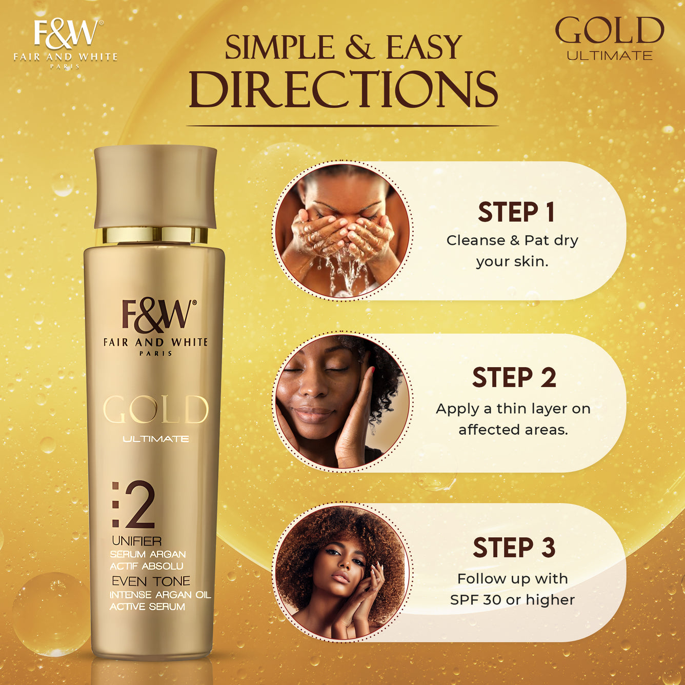 Sérum Actif Intense à l'Huile d'Argan Gold 30 ml 