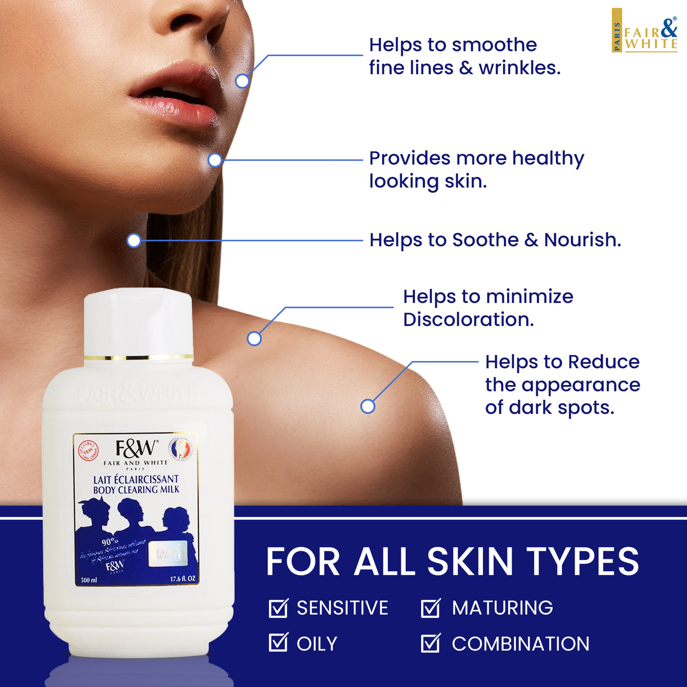 Fair and White Original Body Clearing Milk 500ml