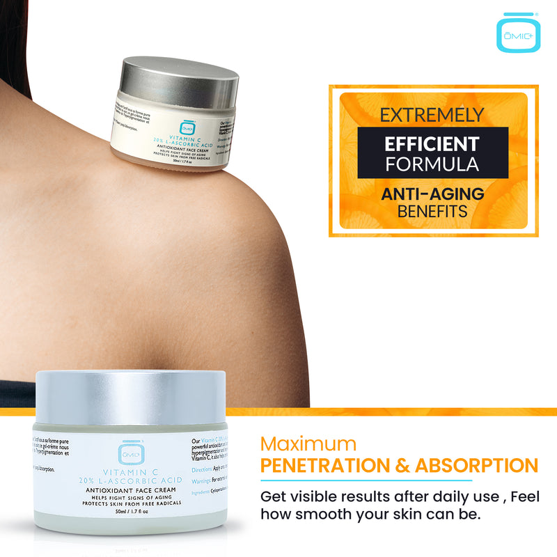 Omic+ Crème Vitamine C 20% Acide L-ascorbique Pot de 50 ml