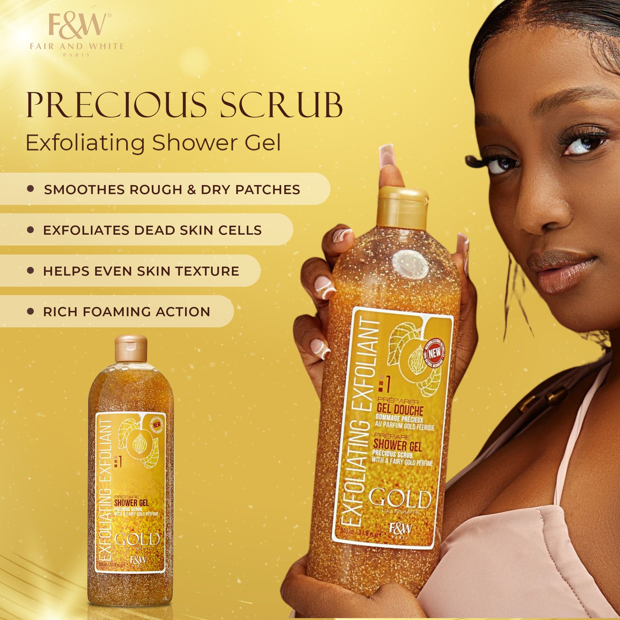 Fair And White Gold Exfoliating Shower Gel Precious Scrub- 940 ml