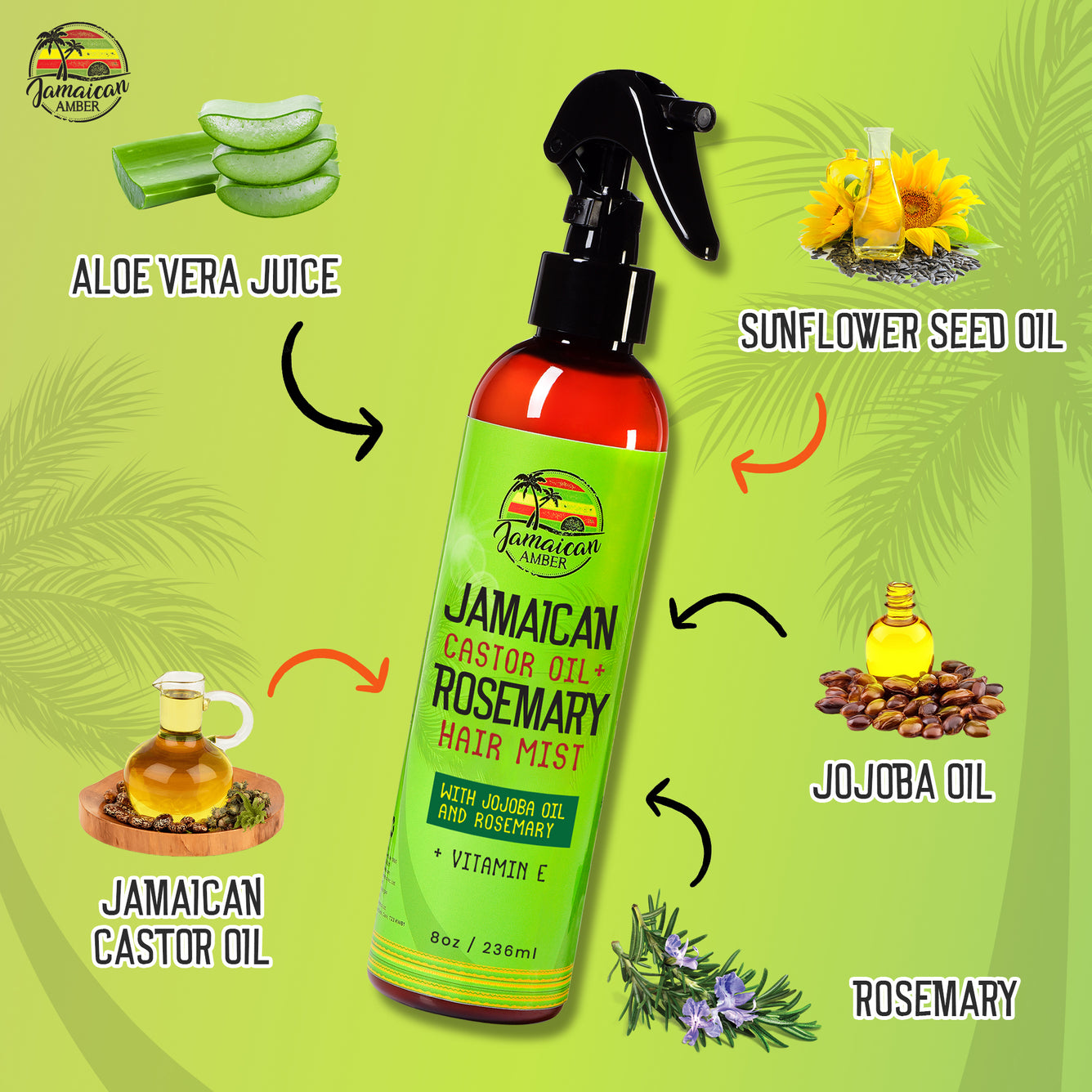 Ambre jamaïcain sans rinçage pour cheveux 8oz