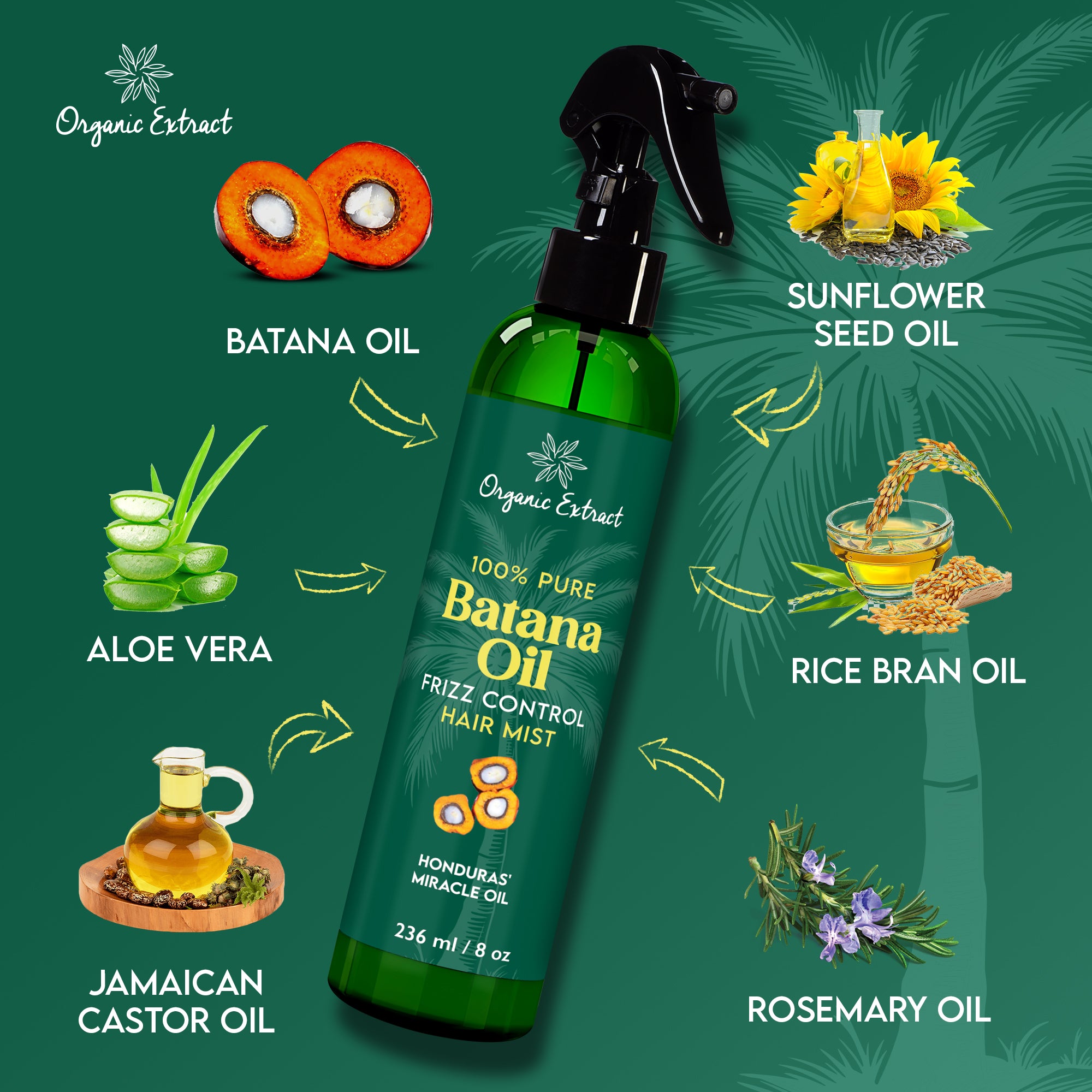 Organic Extract Batana Stimulating Leave in Hair Growth Mist 8 oz / 236ml