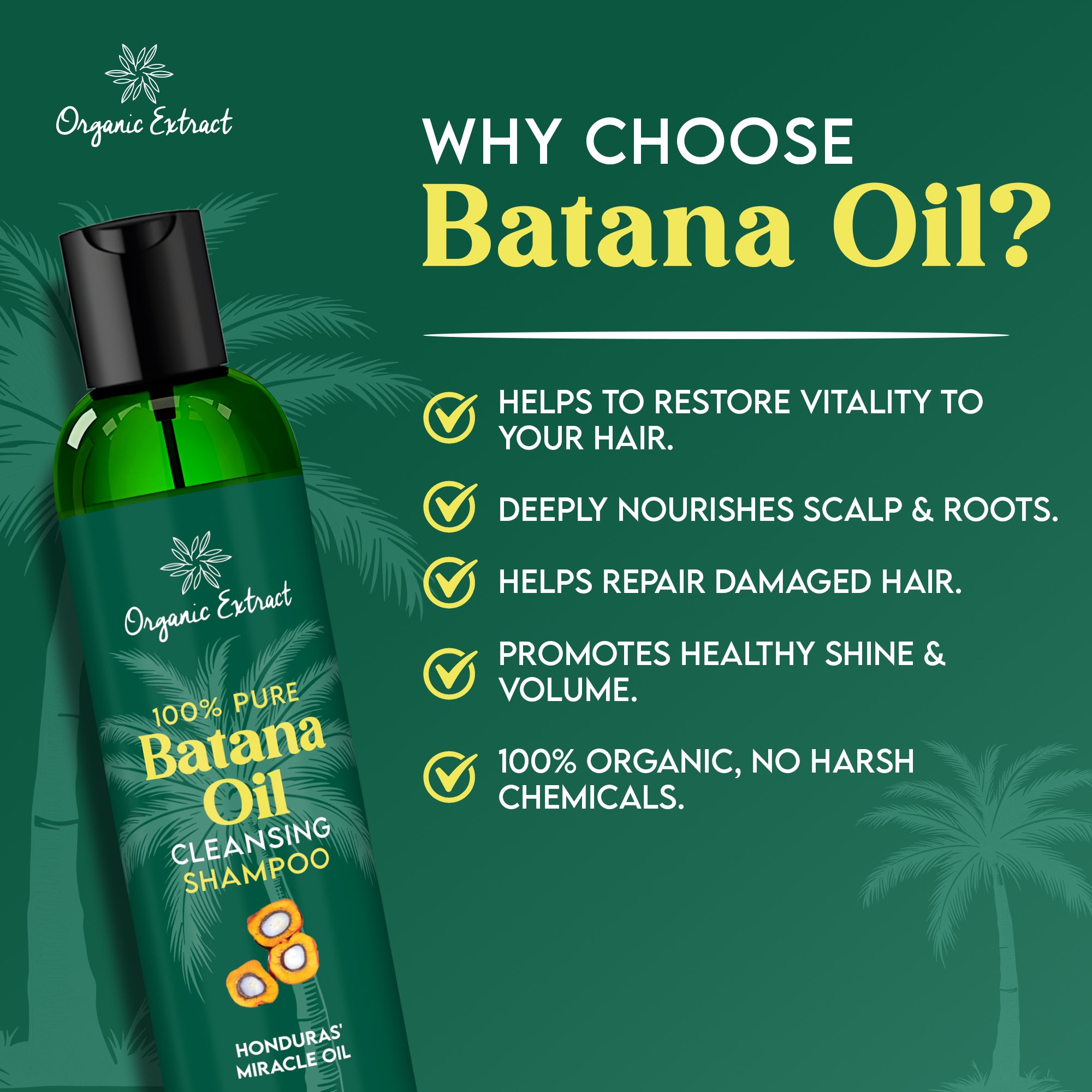 Organic Extract Batana Hair Shampoo 8 oz/236ml