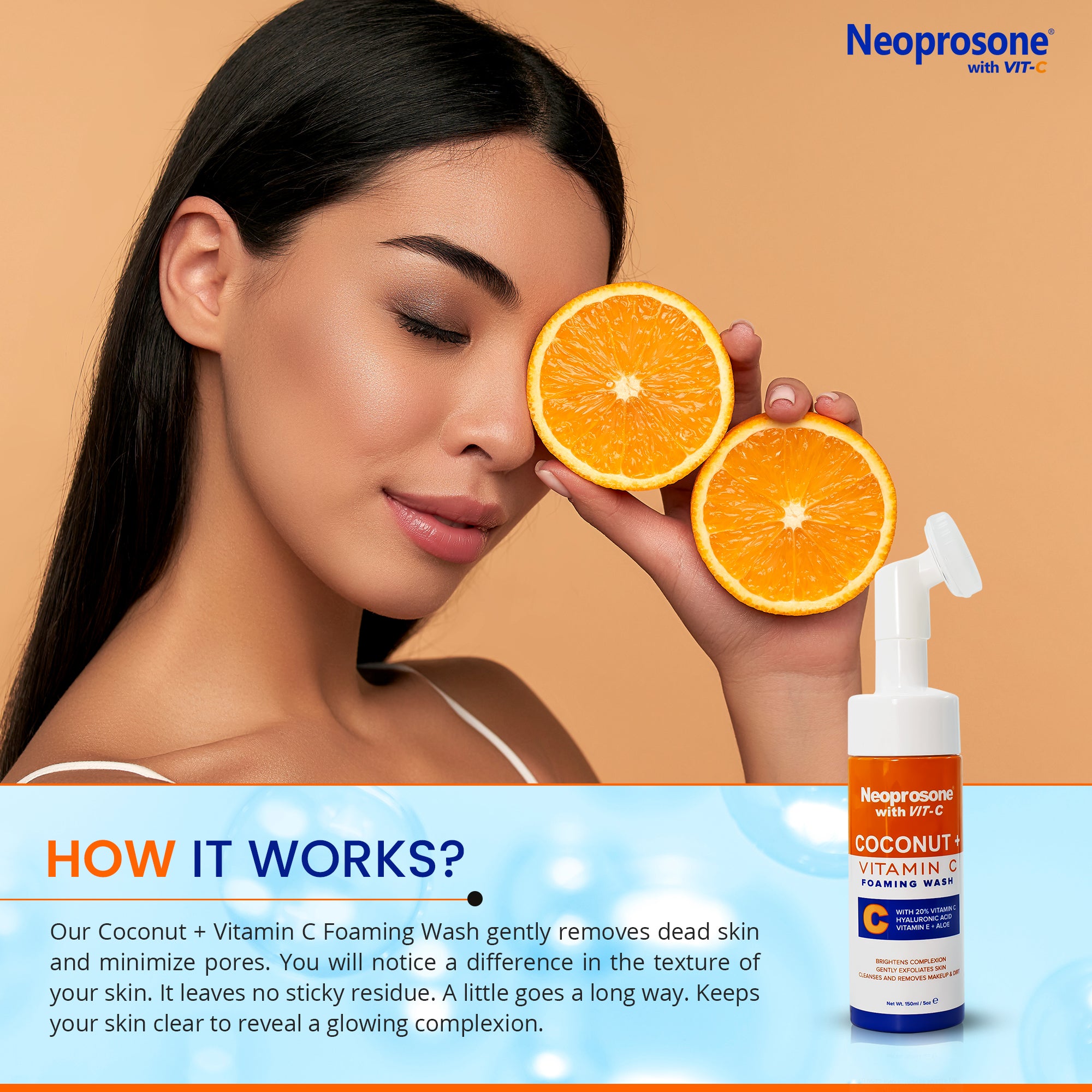 Neoprosone Nettoyant Moussant Noix de Coco & Vit C 150 ml