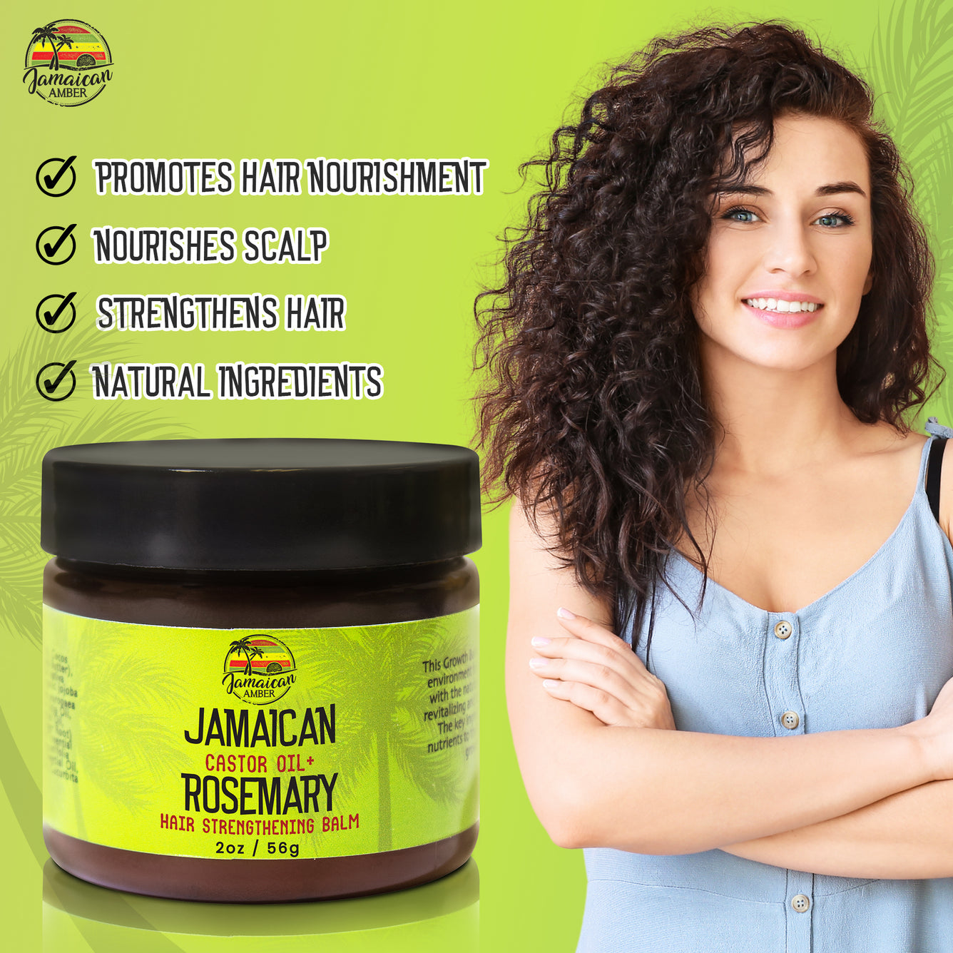 Baume de croissance des cheveux à l'ambre jamaïcain 2oz