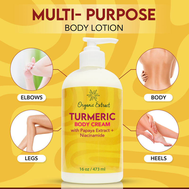 Lotion pour le corps au curcuma à l'extrait biologique 12oz 