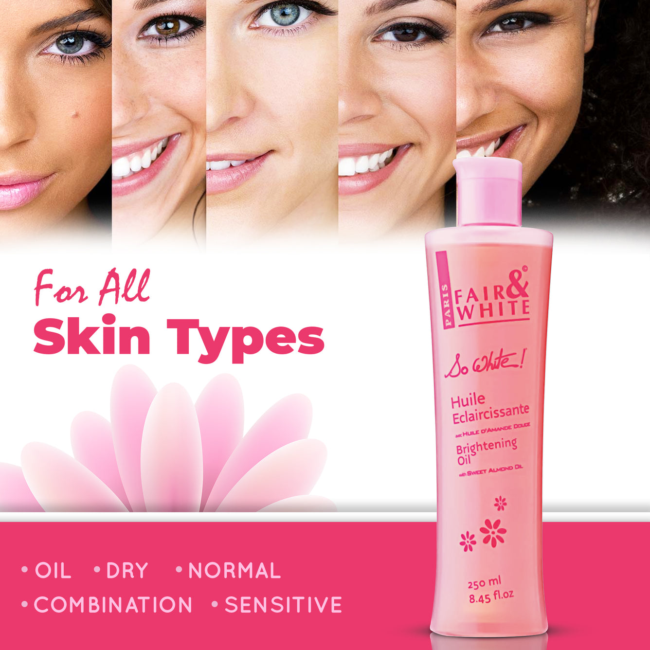 Juste et blanc, si blanc ! Huile éclaircissante à la vitamine E 250 ml