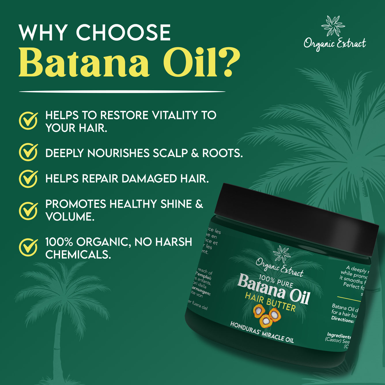 Organic Extract Batana Hair Butter 4 oz / 118ml
