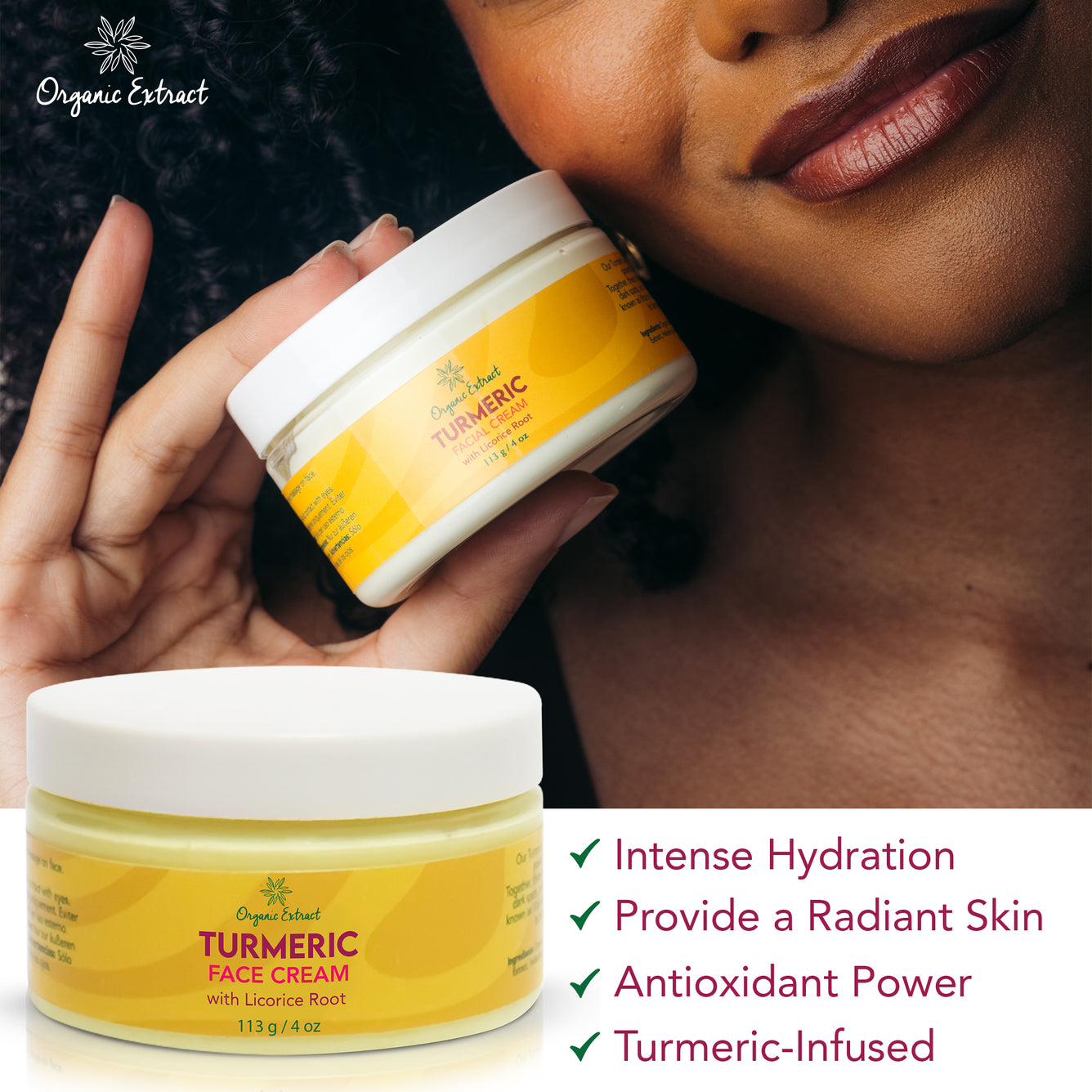 Organic Extract Turmeric Face Cream Jar 4oz