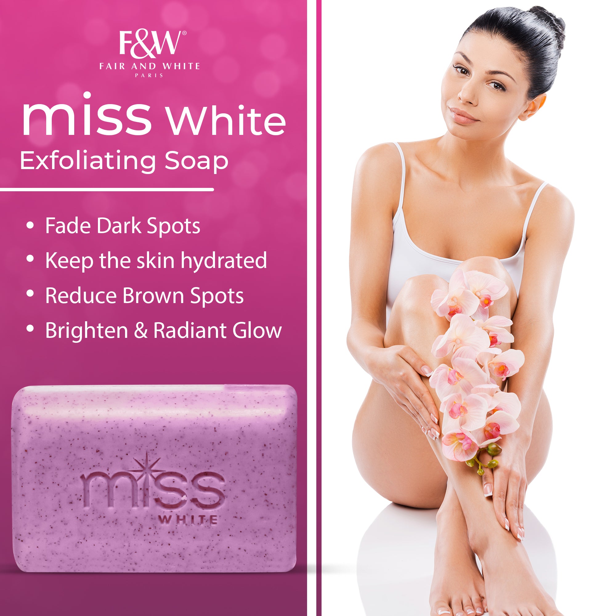 Savon Exfoliant Fair and White Miss White Beauty 200gr 