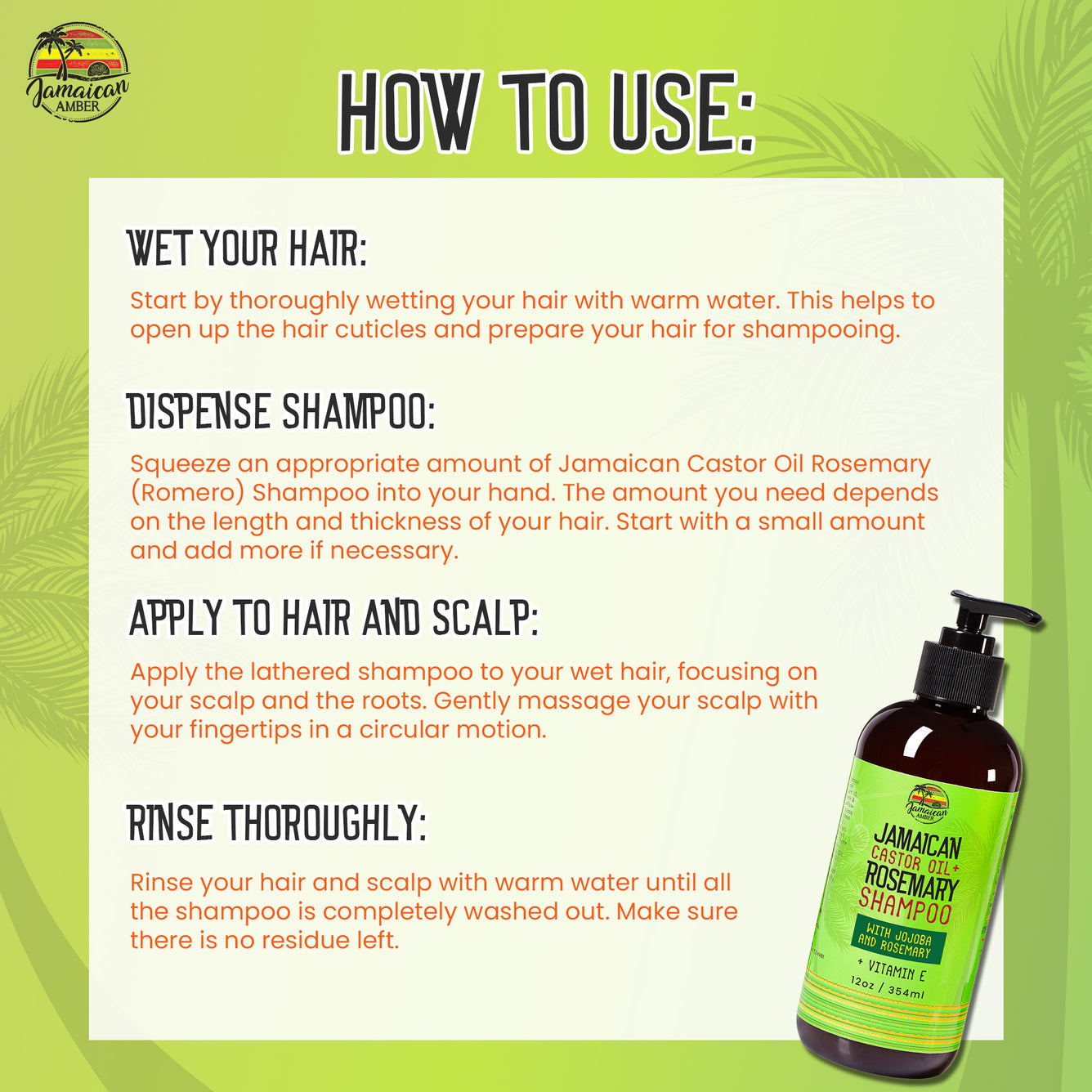 Shampoing jamaïcain Amber Romero 12oz