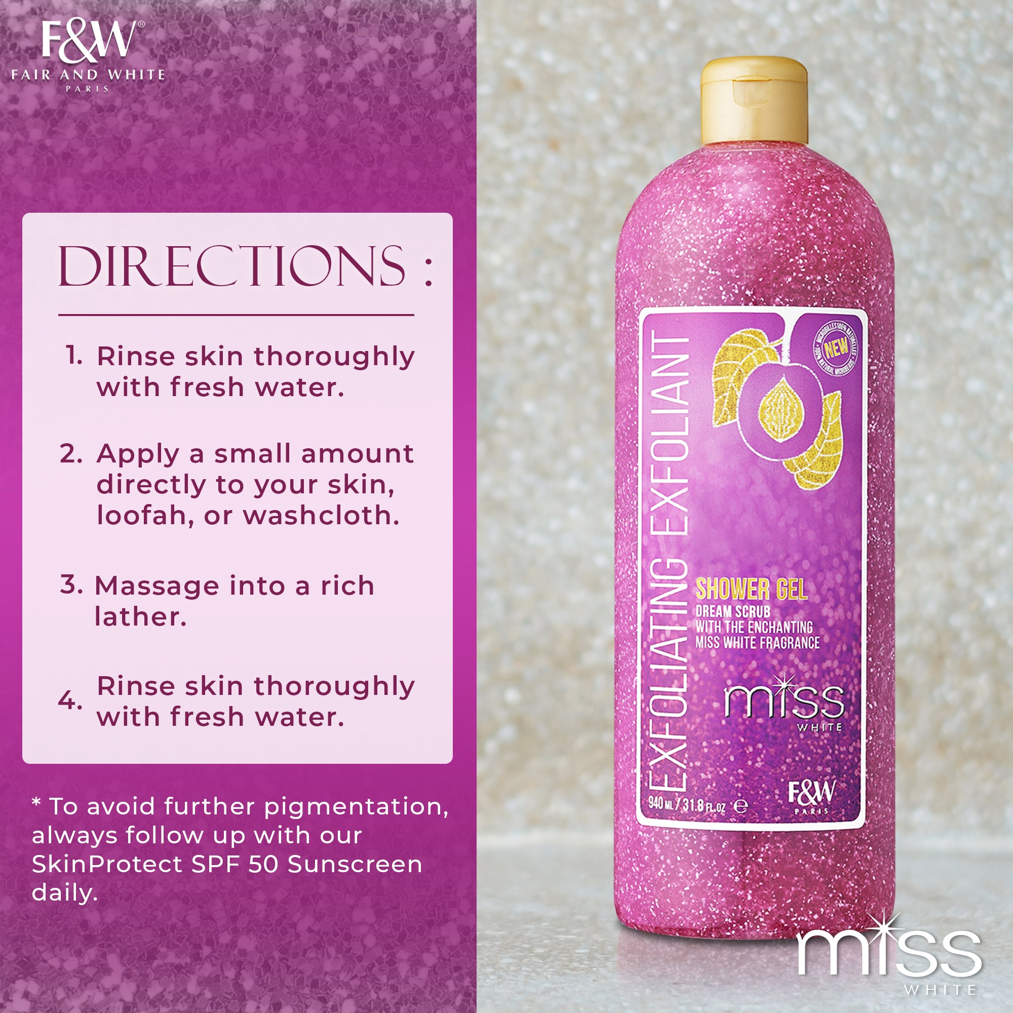 Miss White Exfoliating Shower Gel 940ml