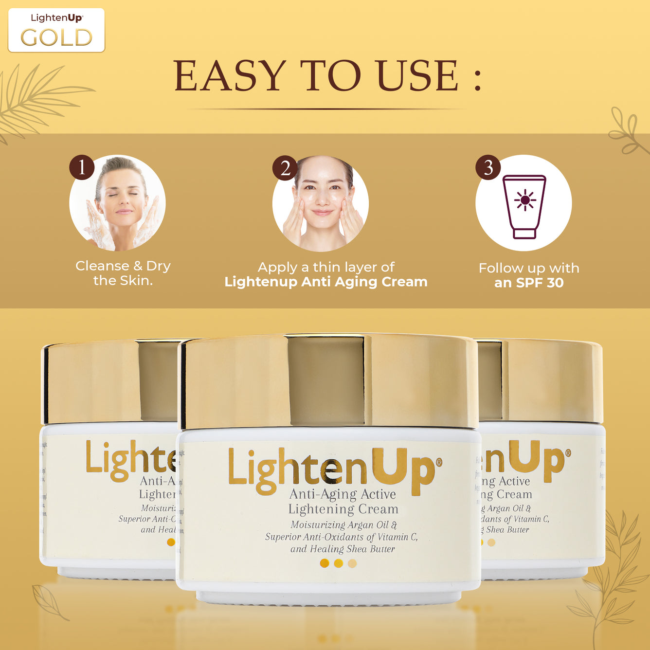 LightenUp GOLD Crème Éclaircissante Anti-Âge Pot 100 ml