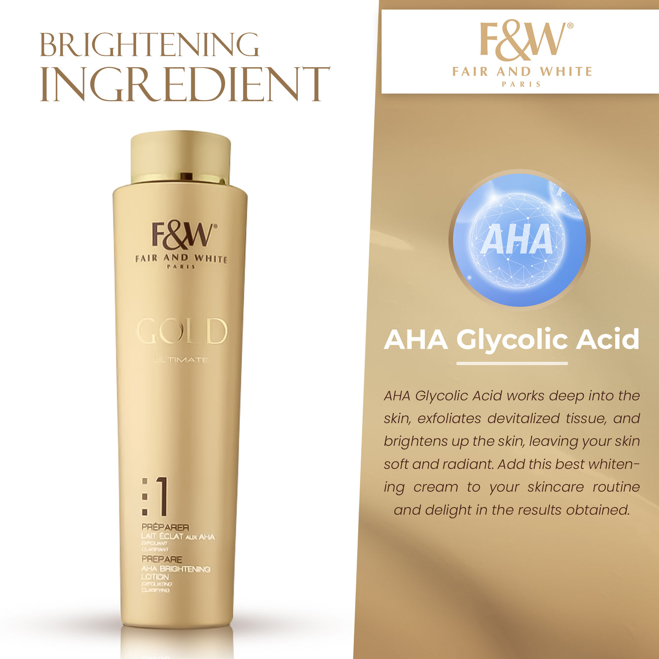 Fair And White Gold Aha Brightening Lotion 350ml