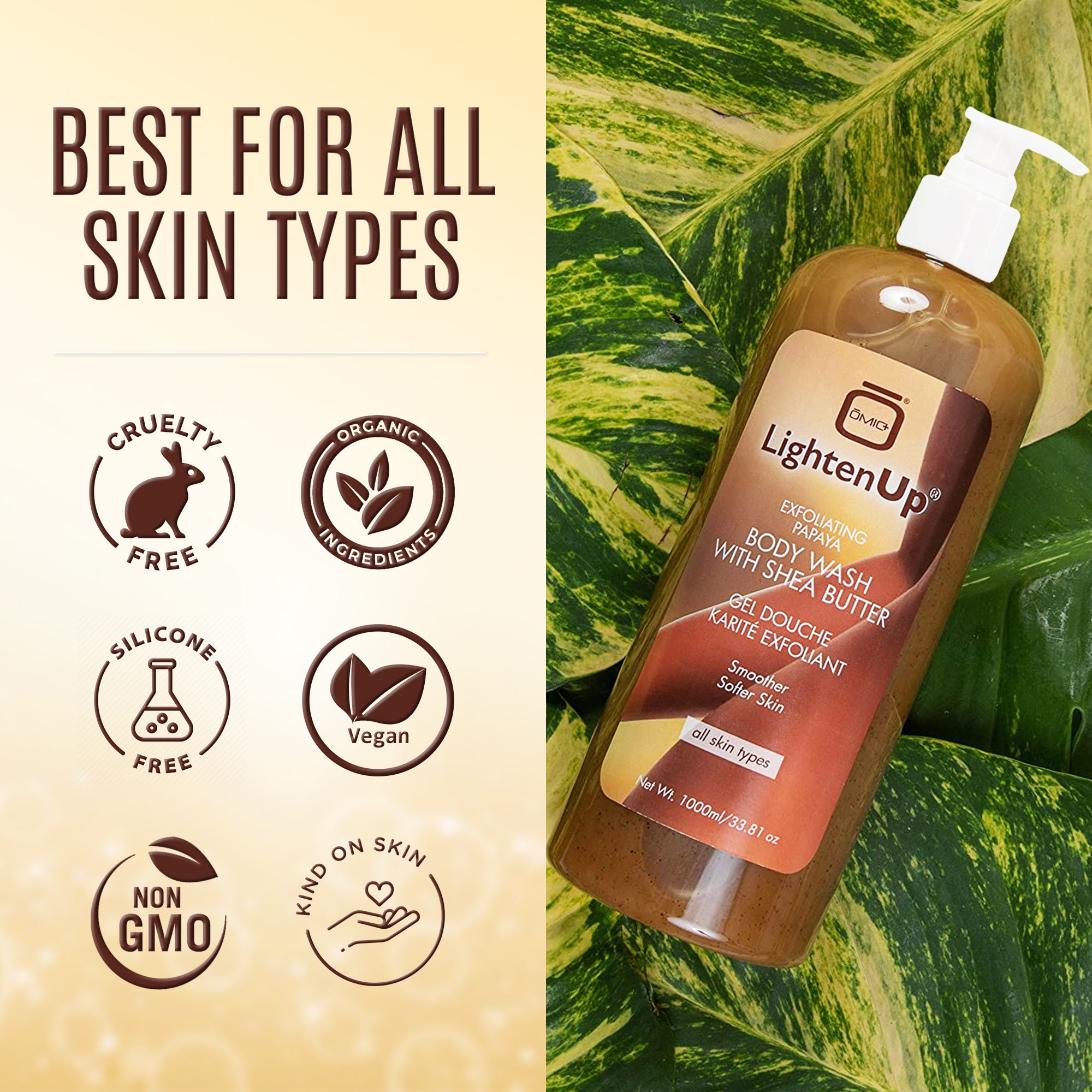 LightenUp Plus Exfoliating Papaya Body Wash With Shea Butter 1000ml / 33.81 fl oz