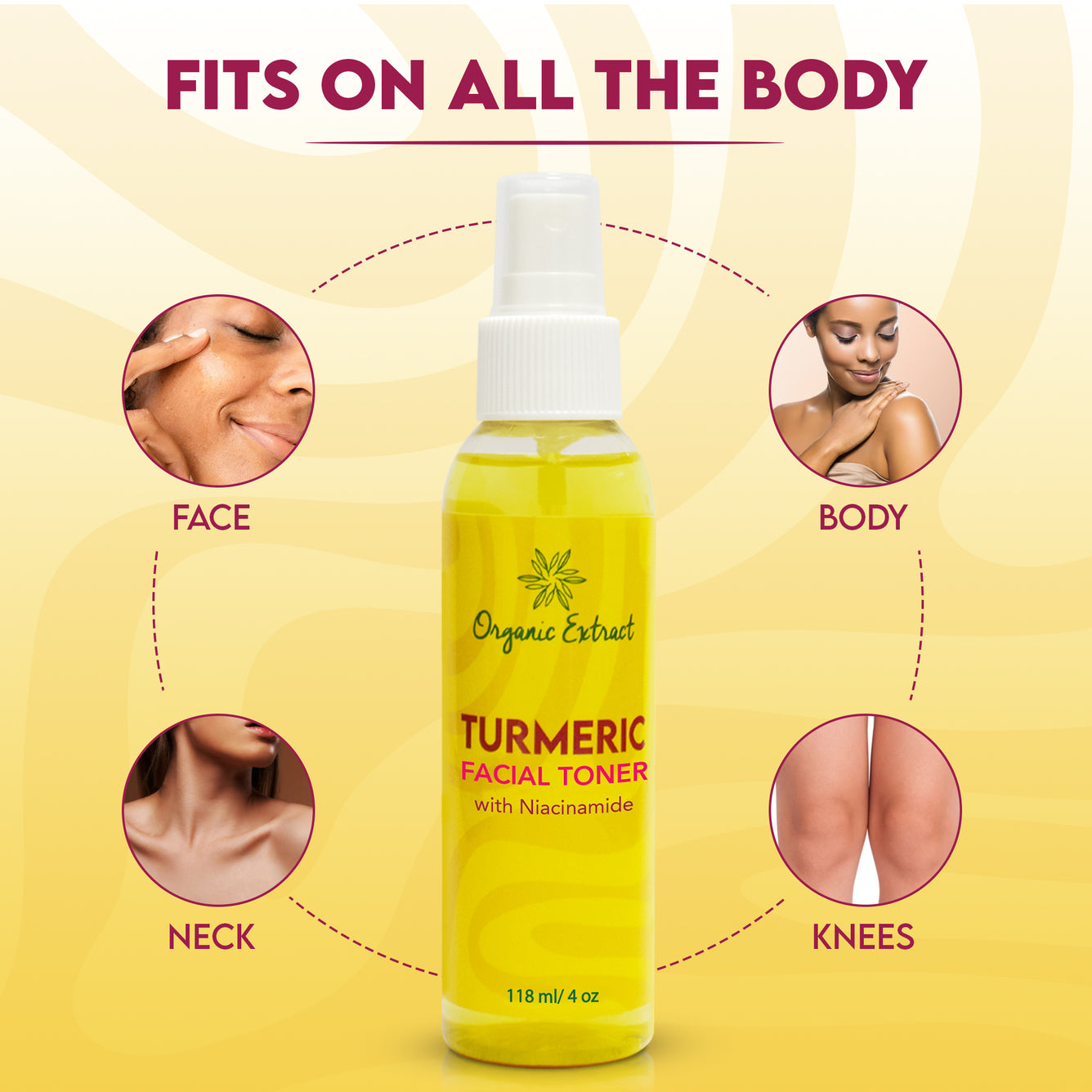 Toner au curcuma à l'extrait biologique 4oz 