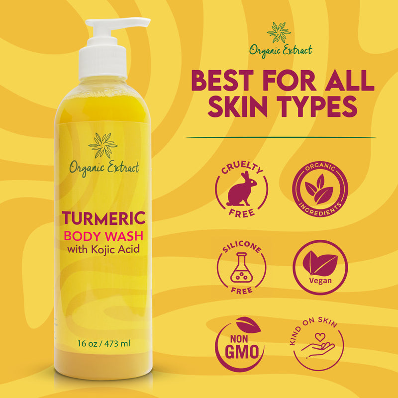 Nettoyant pour le corps au curcuma à l'extrait biologique 16oz 
