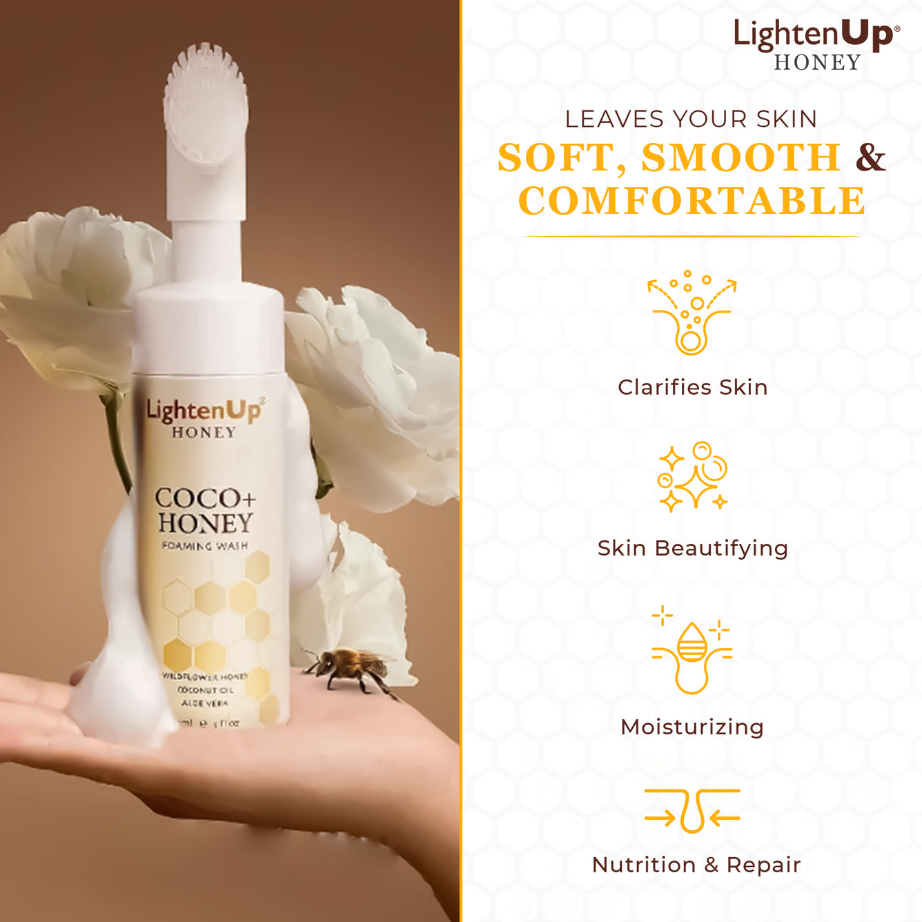 LightenUp Nettoyant moussant au miel 150 ml