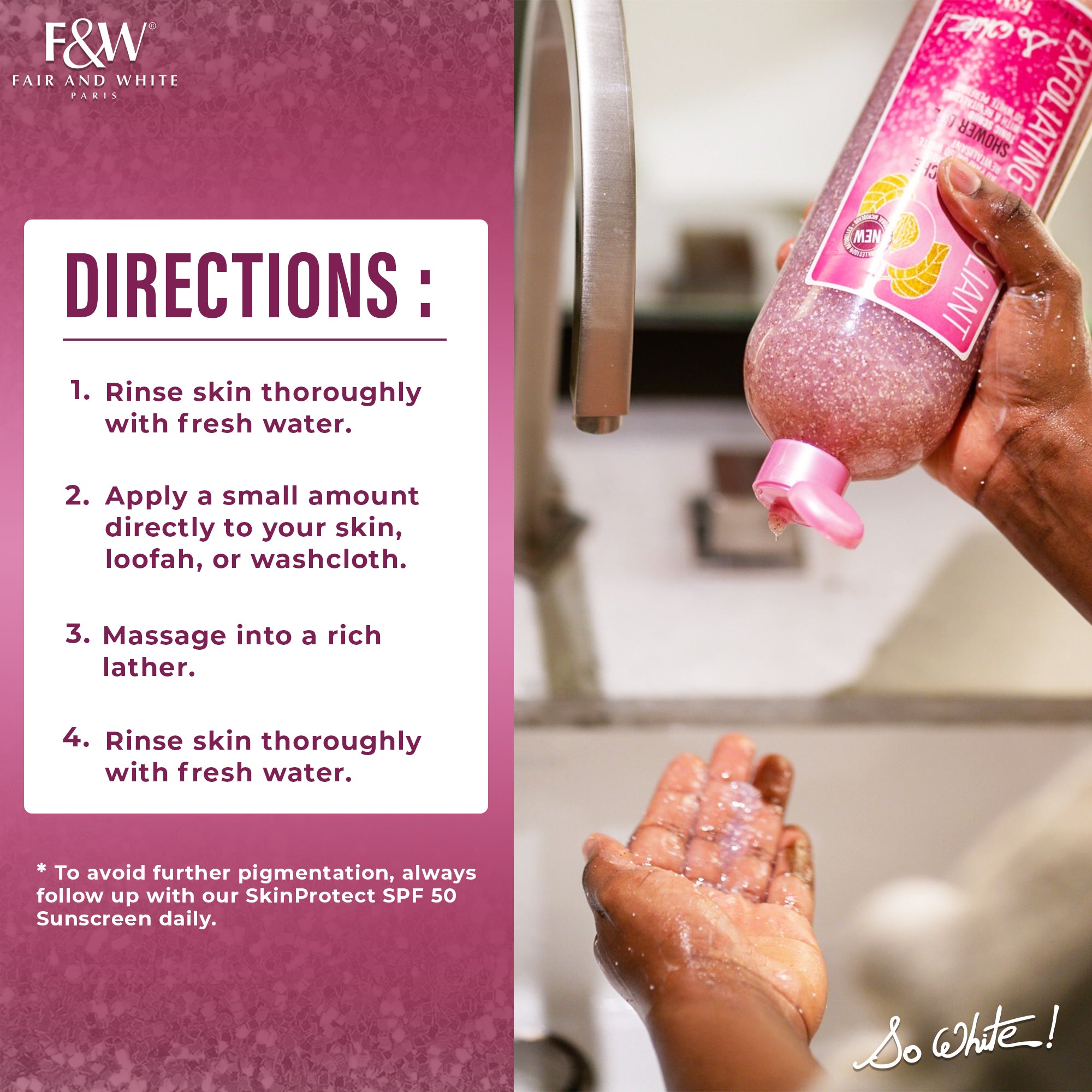 Juste et blanc, si blanc ! Gel Douche Exfoliant Gommage Tonique - 940 ml 