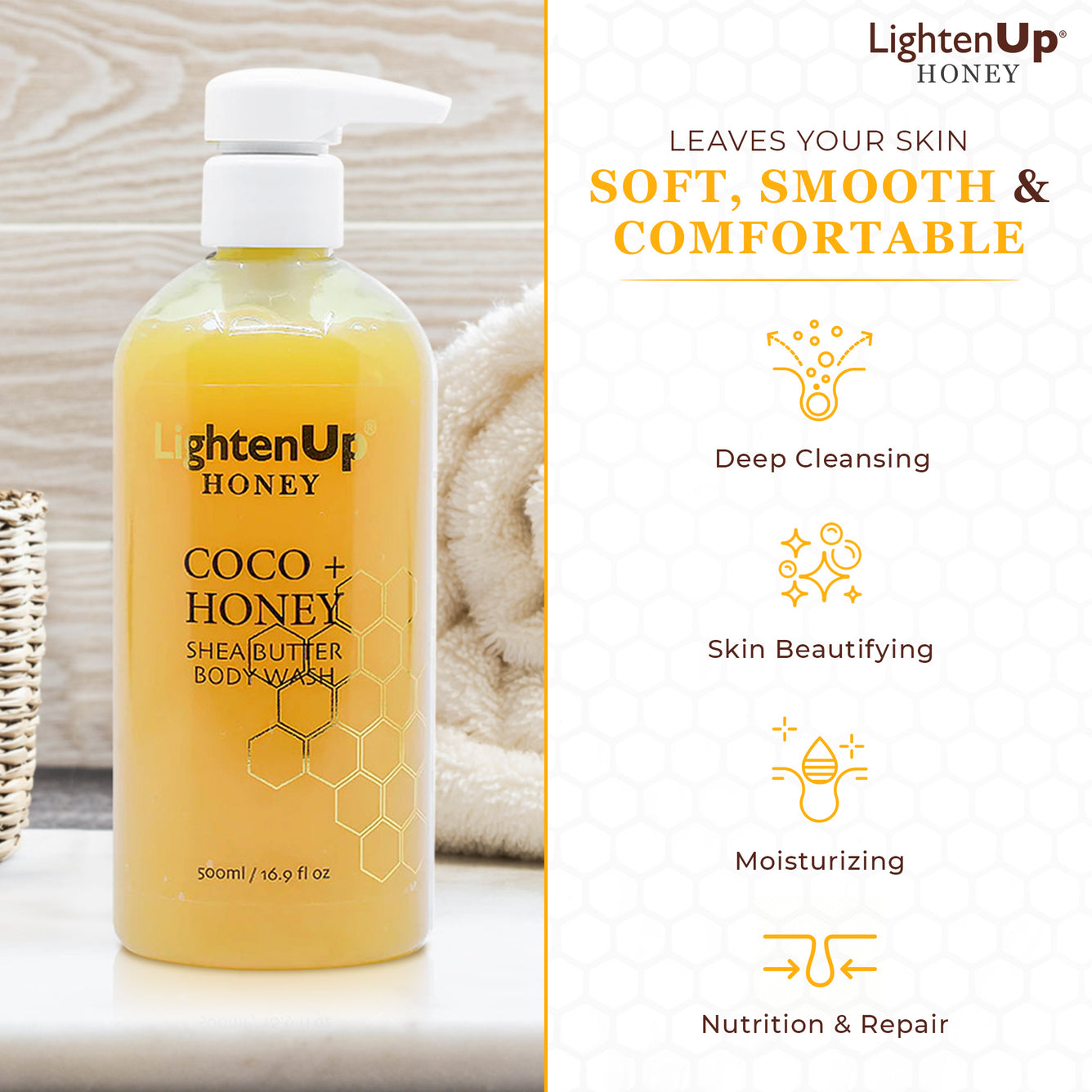 LightenUp Honey Shower Gel 500ml