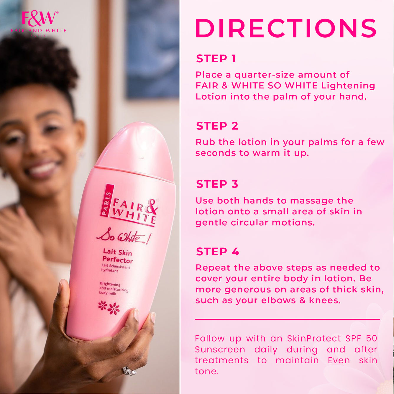 Fair And White So White Moisturizing Body Lotion With Almond Oil 500ml / 17.6 fl oz