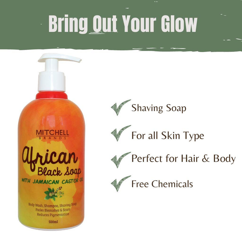 African Liquid Black Soap with Jamaican Castor Oil 500ml